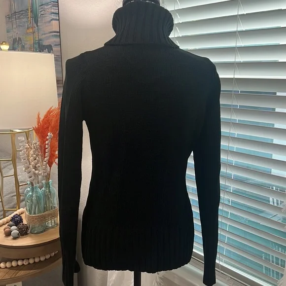 Black turtleneck cardigan sweater 6/8 - Picture 5 of 11